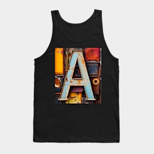 Rusty Letter A Antique Monogram Letter A Initial Alphabet Tank Top